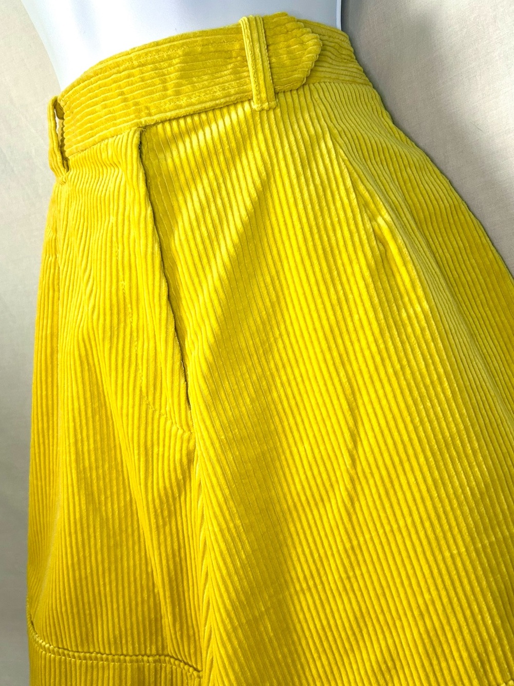 Oscar de la Renta Retro Yellow Corduroy High Waist Shorts, Size 8 - Picture 4 of 13